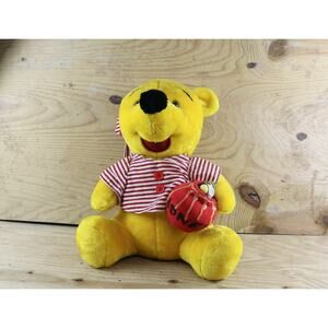 Disney Plush Winnie the Pooh Plush Yellow Red Honey Pot Sleepwear Vintage 17"
